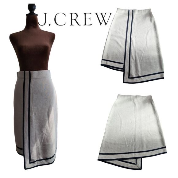 Nwot Jcrew Collection wool blend knit Contrast trim assymetrical sweater skirt S - Picture 2 of 10